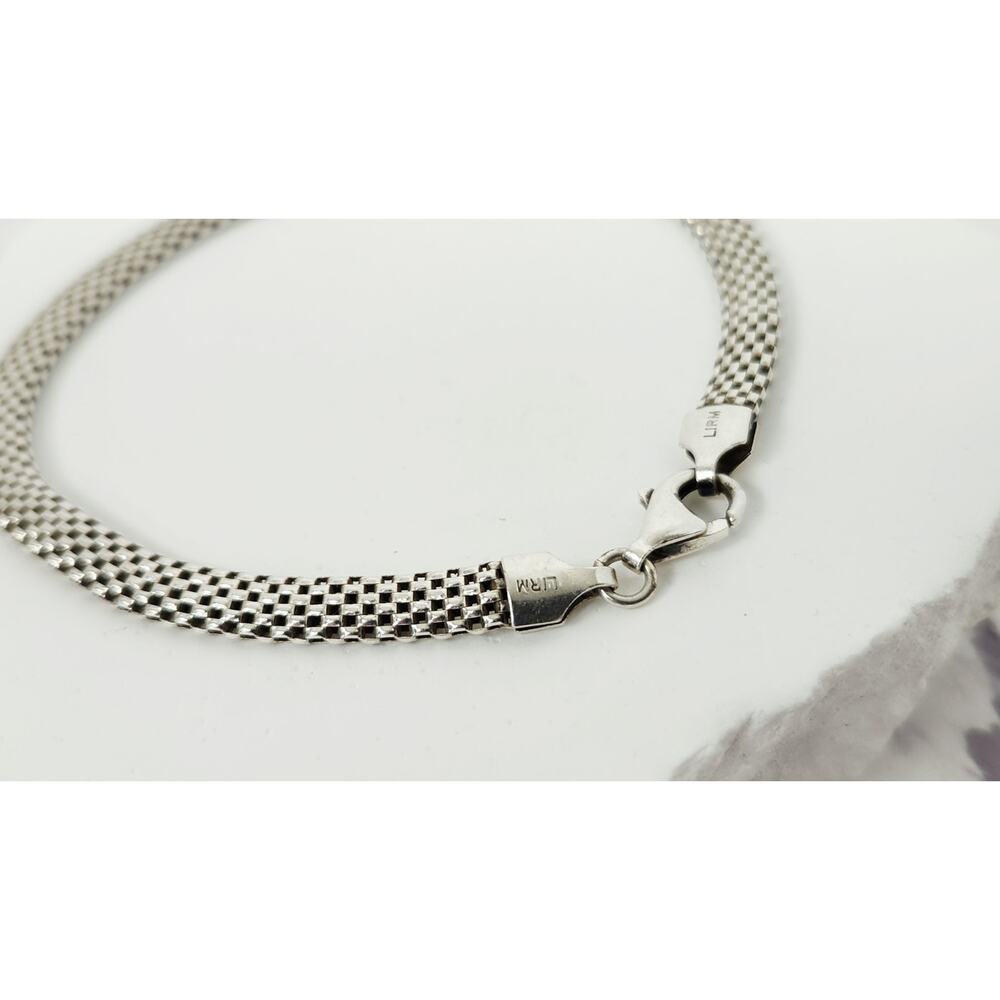 Vintage LIRM 925 Sterling Silver Woven Popcorn Mesh Chain Bracelet Italy - Picture 4 of 16